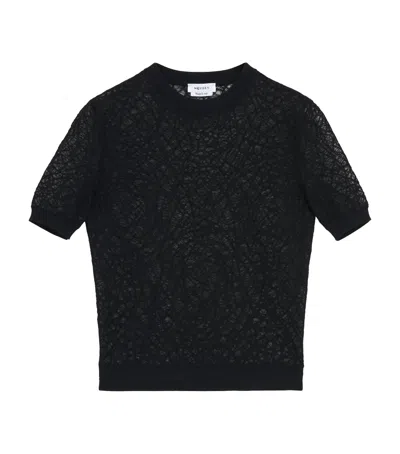 Alexander Mcqueen Cotton-silk Lace Spider Top In Black