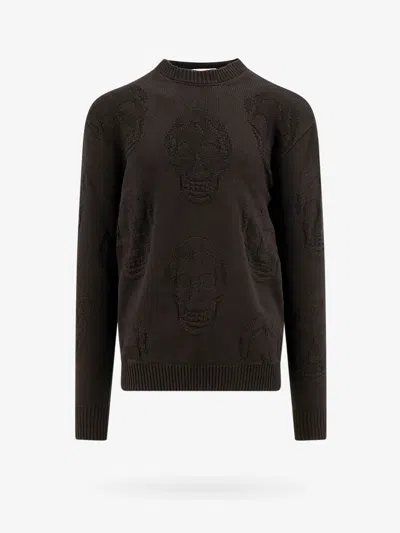Alexander Mcqueen Cotton Sweater With Skull Motif In Black