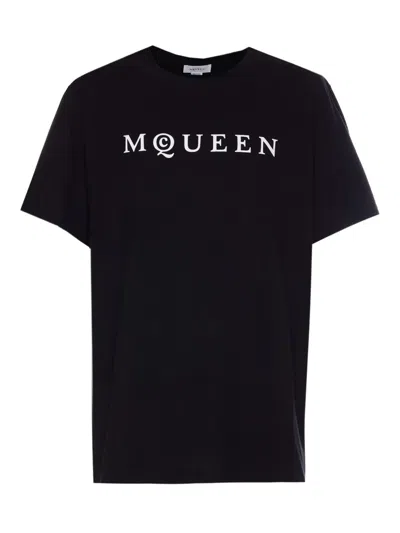 Alexander Mcqueen Logo Lettering Crewneck T-shirt In Black