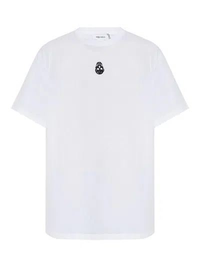 Alexander Mcqueen Embroidered Skull T-shirt In White