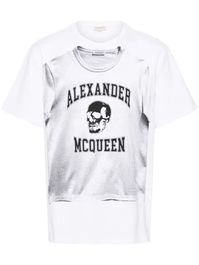Alexander Mcqueen Cotton T-shirt With Front Graphic Print In Black