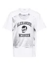 Alexander Mcqueen Printed Compact Cotton T-shirt In Negro