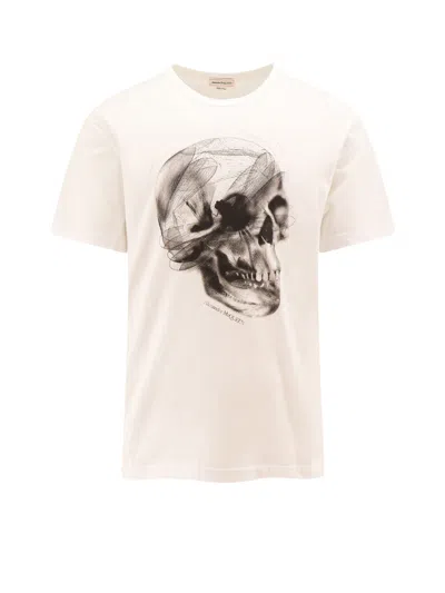 Alexander Mcqueen Cotton T-shirt With Iconic Print In White