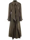 Alexander Mcqueen Double-breasted Trench Coat With Draped In 3040 Ebony
