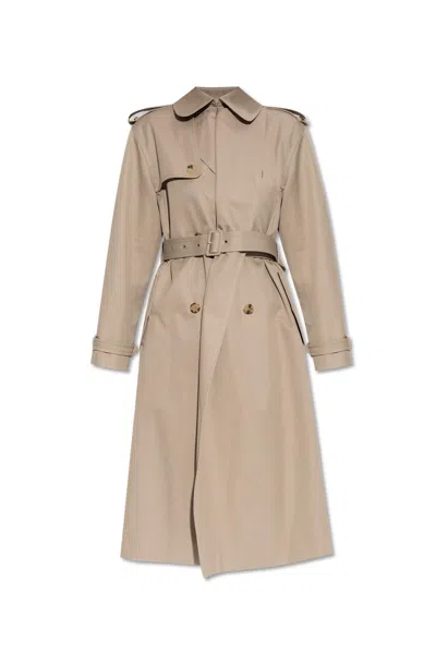 Alexander Mcqueen Cotton Trench Coat With Belt In Sand