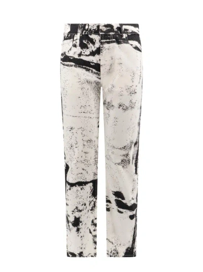 Alexander Mcqueen Cotton Trouser With Black/white Print