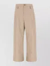 Alexander Mcqueen Cotton Trousers With Back Pockets And Front Pleats In Neutral