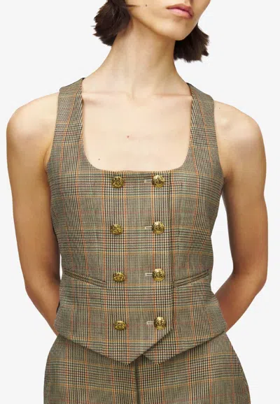 Alexander Mcqueen Country Check Wool Waistcoat In Multi