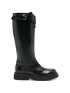Alexander Mcqueen Countryside Zip-detailed Buckle Knee Boots In Black