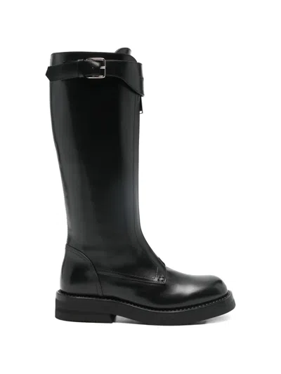 ALEXANDER MCQUEEN COUNTRYSIDE BUCKLE LEATHER KNEE BOOTS