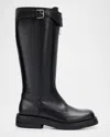 Alexander Mcqueen Countryside Zip-detailed Buckle Knee Boots In Black