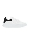 Alexander Mcqueen Leopard Sole Suede Heel Tab Leather Sneakers In White