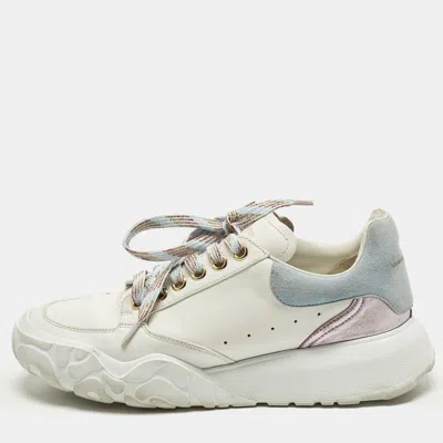 Pre-owned Alexander Mcqueen Court Size 39 Tricolor Leather And Suede Low Top Sneakers In White