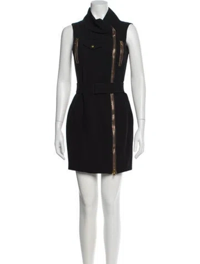 Pre-owned Alexander Mcqueen Cowl Neck Mini Dress In Black