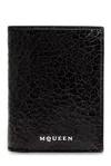Alexander Mcqueen Crackled Effect Bi-fold Card Holder In Nero E Beige