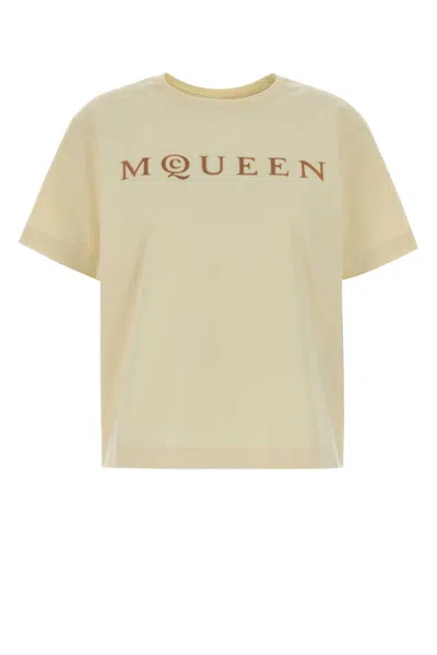 Alexander Mcqueen Women Yellow Crew Neck Logo Print T-shirt