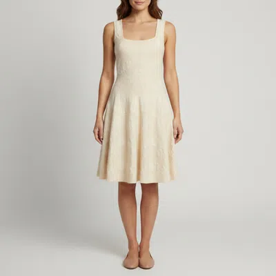 Pre-owned Alexander Mcqueen Cream Floral Jacquard Knit Sleeveless Mini Dress S In White