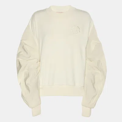 Pre-owned Alexander Mcqueen Cream Jersey And Nylon Sweater L In White