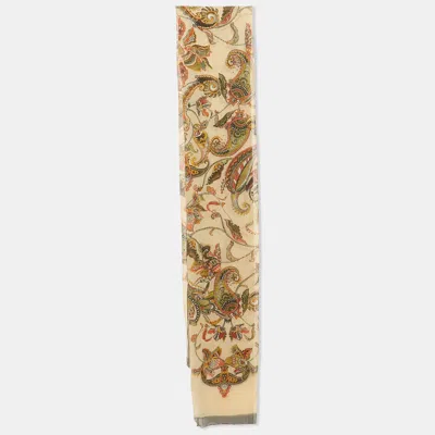 Pre-owned Alexander Mcqueen Cream Paisley Print Silk Scarf In White