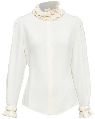 Alexander Mcqueen Cream Ruffle Silk Blouse (authentic Pre-loved) In White