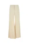 Alexander Mcqueen Women Cream Satin Wide-leg Pant In Beige