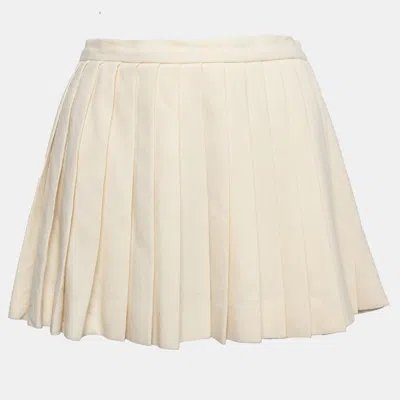 Pre-owned Alexander Mcqueen Cream Wool Pleated Mini Skirt S