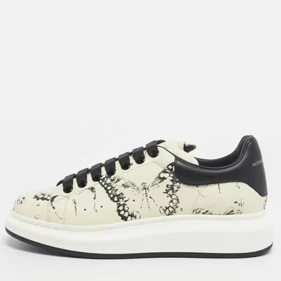 Pre-owned Alexander Mcqueen Cream/black Leather And Suede Oversized Sneakers Size 43 In White