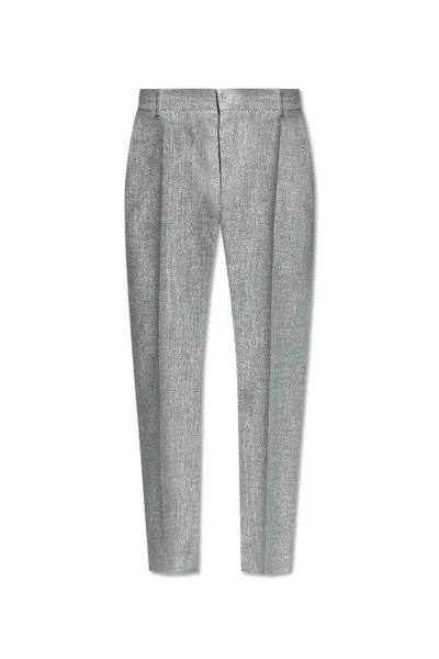 Alexander Mcqueen Creased Trousers In Silver