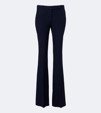 Alexander Mcqueen Crepe Bootcut Pants In Blue