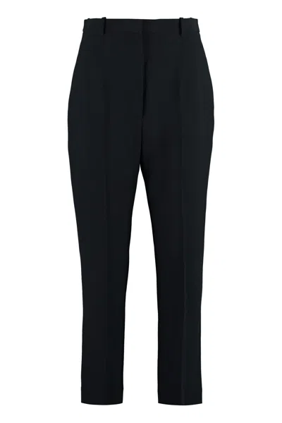 Alexander Mcqueen Crepe Pants With Straight Legs In Nero