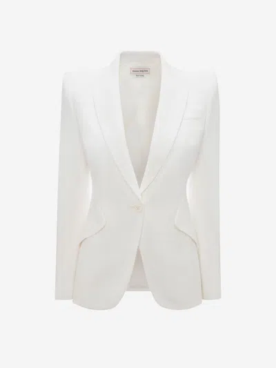 Alexander Mcqueen Crepe Peak Jacket In White
