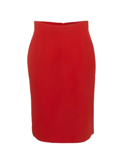 Pre-owned Alexander Mcqueen Crepe Pencil Skirt In Red