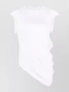 Alexander Mcqueen Crew Neck Cap Sleeve Asymmetric Hem Top In White