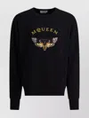 Alexander Mcqueen Crew Neck Embroidered Knit Sweatshirt In Black