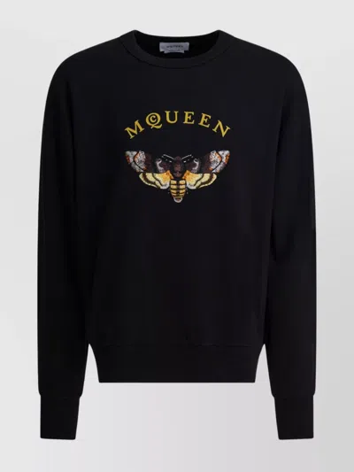 ALEXANDER MCQUEEN CREW NECK EMBROIDERED KNIT SWEATSHIRT