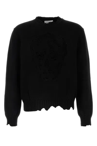 ALEXANDER MCQUEEN BLACK COTTON SWEATER