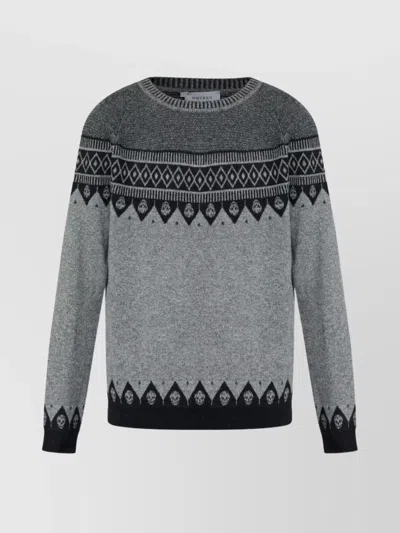 ALEXANDER MCQUEEN CREW NECK GEOMETRIC PATTERN WOOL PULLOVER