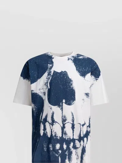 Alexander Mcqueen Crew Neck Graphic Print Short Sleeves In White