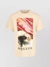 Alexander Mcqueen Crew Neck Graphic Print Short Sleeves In Neutrals