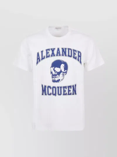 Alexander Mcqueen Crew Neck Graphic Print T-shirt Skull In White