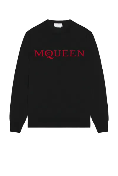 Alexander Mcqueen Crew Neck Jacquard Sweater In Black