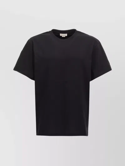 Alexander Mcqueen Crew Neck Logo Detail Ribbed Neckline T-shirt In Black