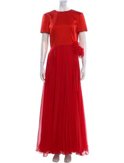 Pre-owned Alexander Mcqueen Crew Neck Long Dress In Red