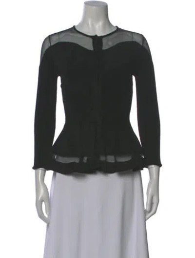 Pre-owned Alexander Mcqueen Crew Neck Long Sleeve Blouse In Gray