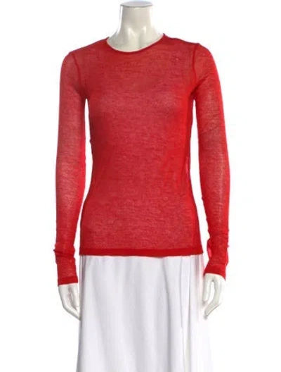 Pre-owned Alexander Mcqueen Crew Neck Long Sleeve Top W/ Tags In Red