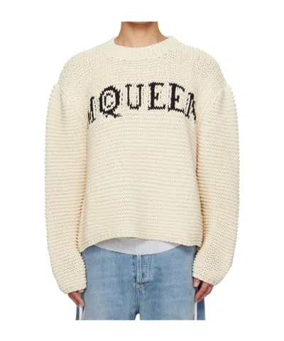 Alexander Mcqueen Crew Neck Long Sleeves Sweater In Neutral