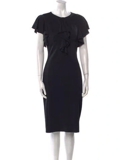 Pre-owned Alexander Mcqueen Crew Neck Midi Length Dress In Black