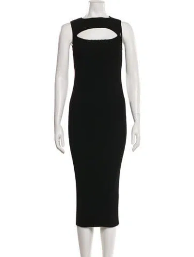 Pre-owned Alexander Mcqueen Crew Neck Midi Length Dress In Black