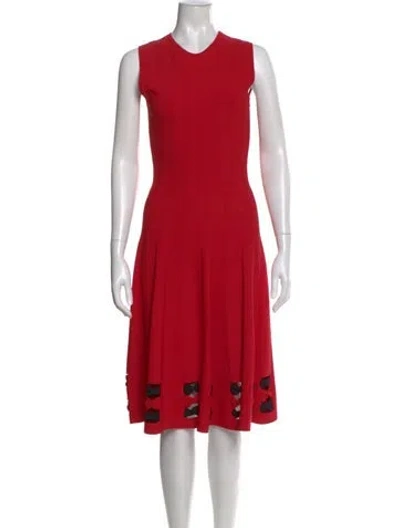 Pre-owned Alexander Mcqueen Crew Neck Midi Length Dress In Red