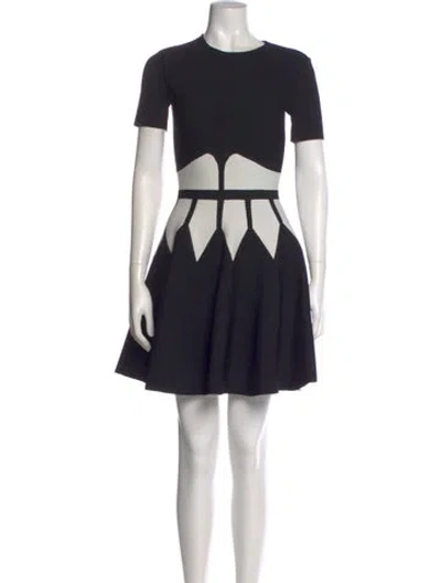 Pre-owned Alexander Mcqueen Crew Neck Mini Dress In Black